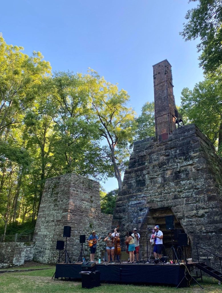 Music in front of the old iron furnace at Maramec Spring Park, St. James, MO